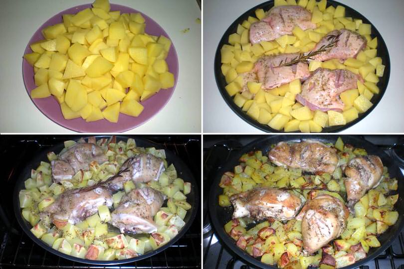 2 aggiungere patate e infornare