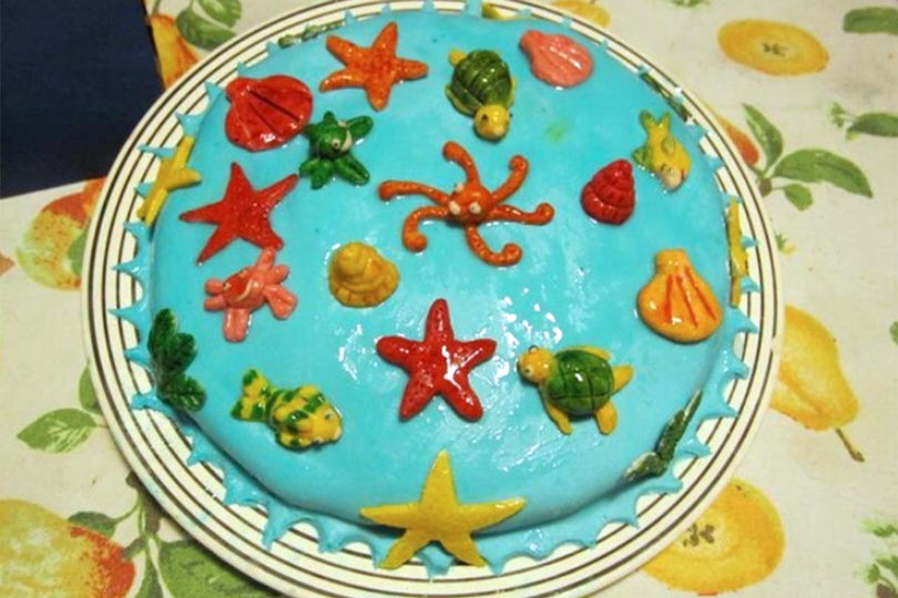 Torta in MMF con soggetti marini