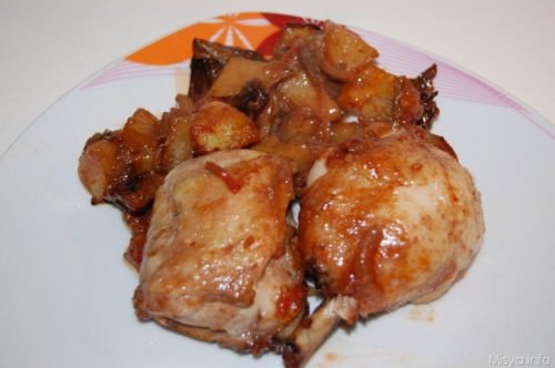 Pollo al forno patate e funghi