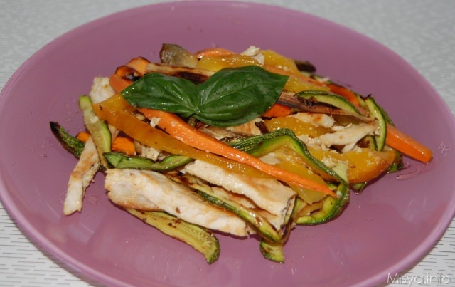 Insalata di pollo con verdure grigliate