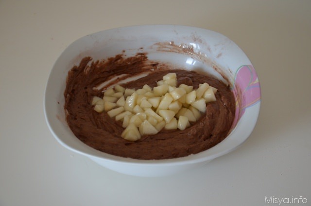 impasto muffin cacao pere