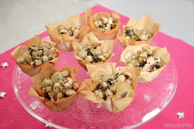 Cestini di pasta phyllo con pesce spada