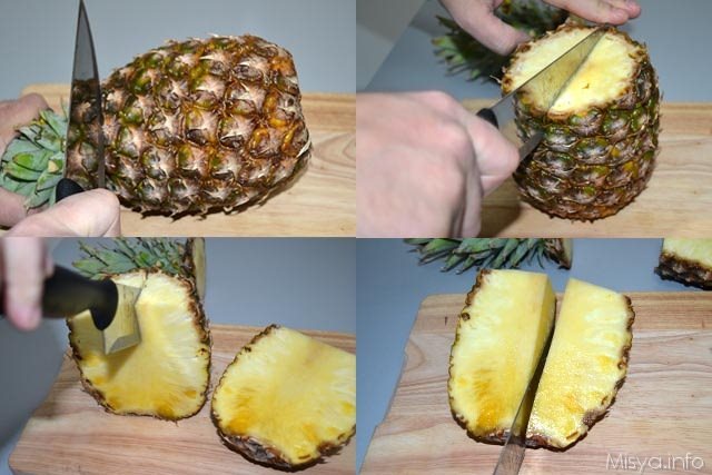 1 tagliare l'ananas