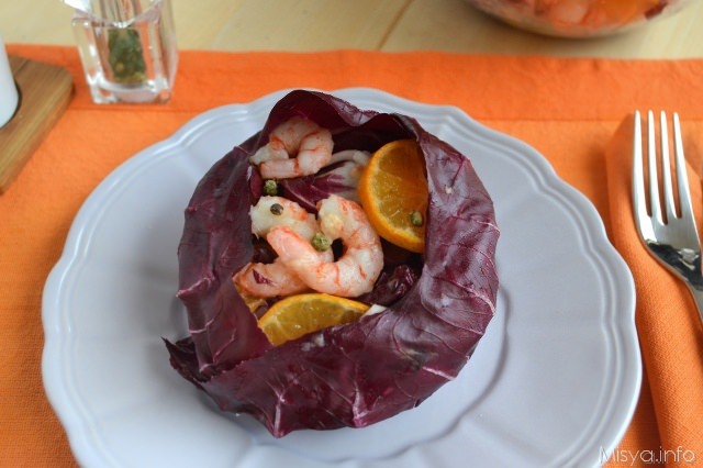 Insalata di radicchio e gamberi