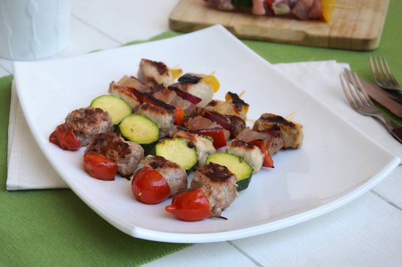 Spiedini di carne verdure