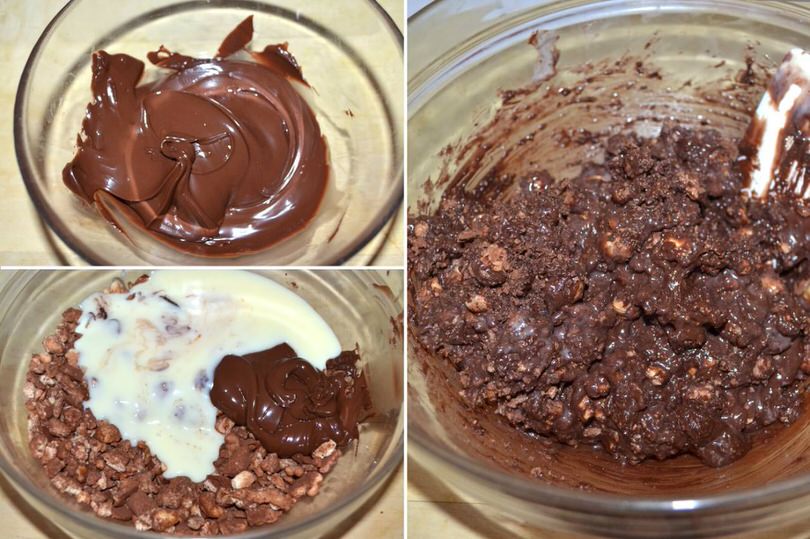 4 aggiungere cioccolato e latte condensato