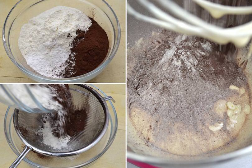 2 aggiungere farina e cacao