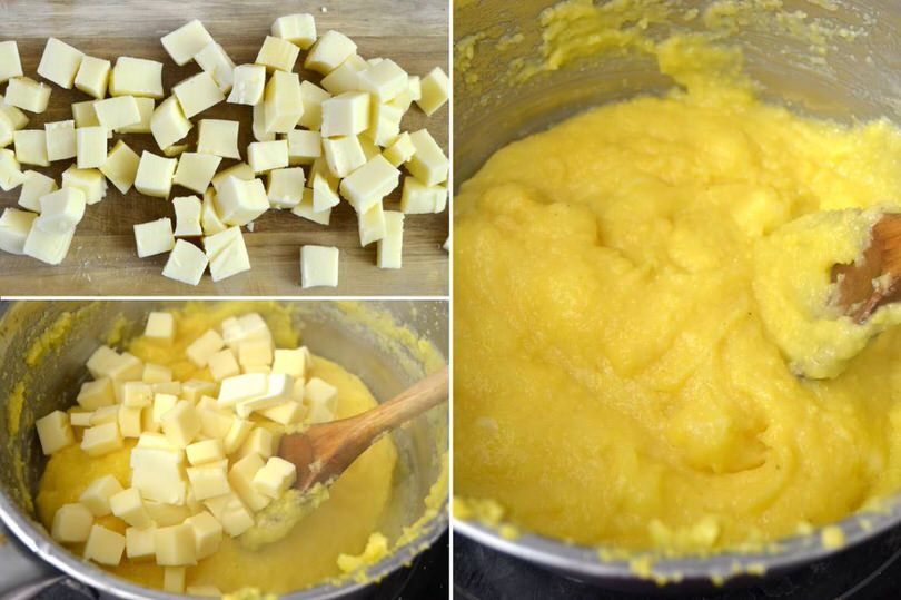 2 aggiungere formaggio a dadini