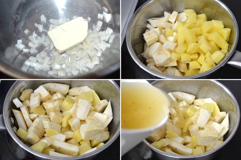 2 cuocere patate e sedano rapa