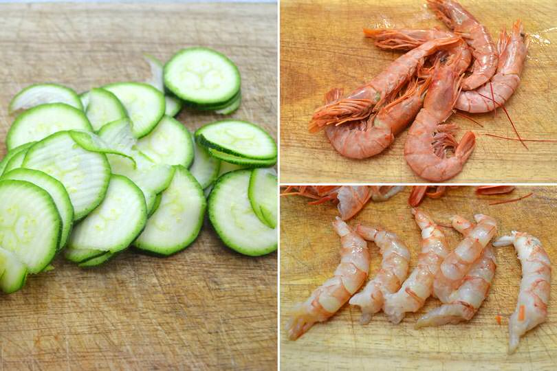 0 pulire gamberi e zucchine