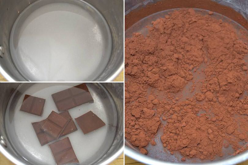 1 acqua zucchero cioccolato