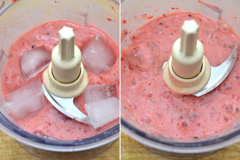 4 aggiungere ghiaccio e frullare