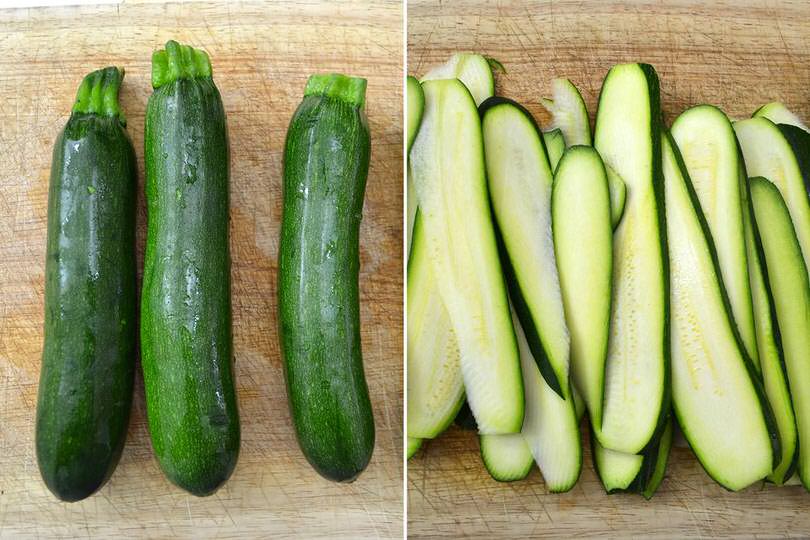 1 tagliare zucchine a fette
