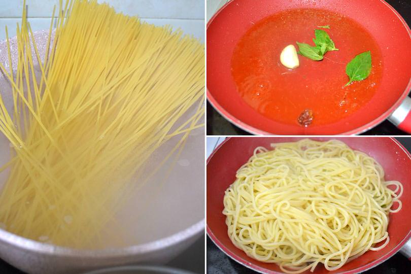1 cuocere spaghetti