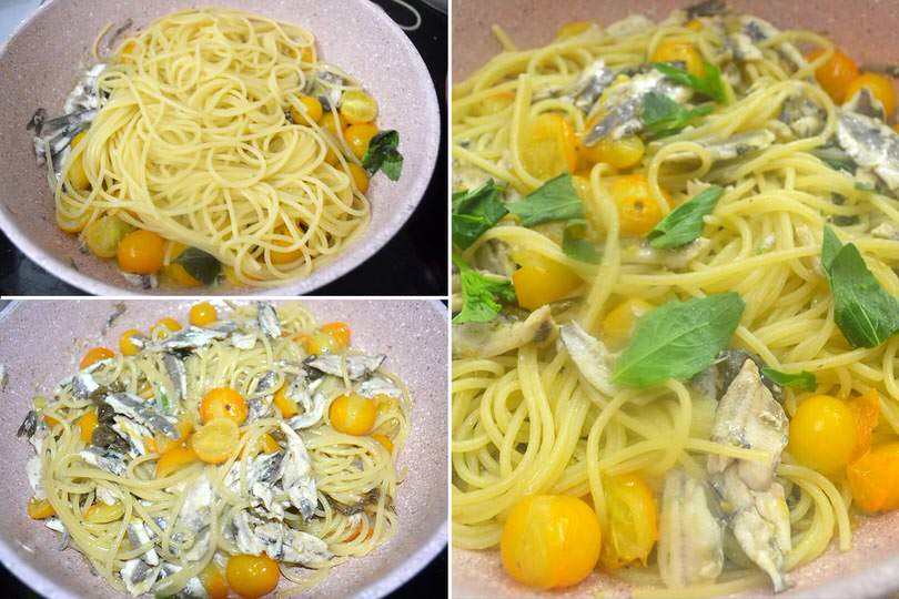 4 spaghetti in padella