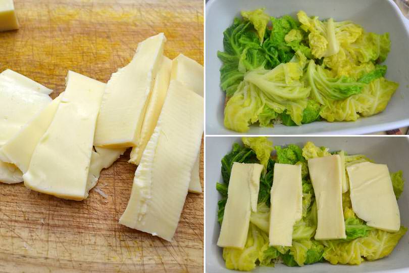 3 aggiungere verza e fontina