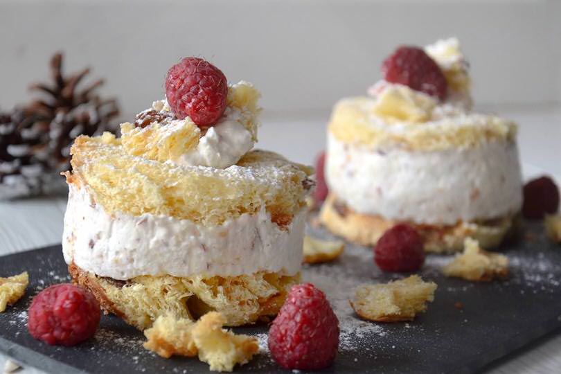 Torrette di panettone con crema al torrone
