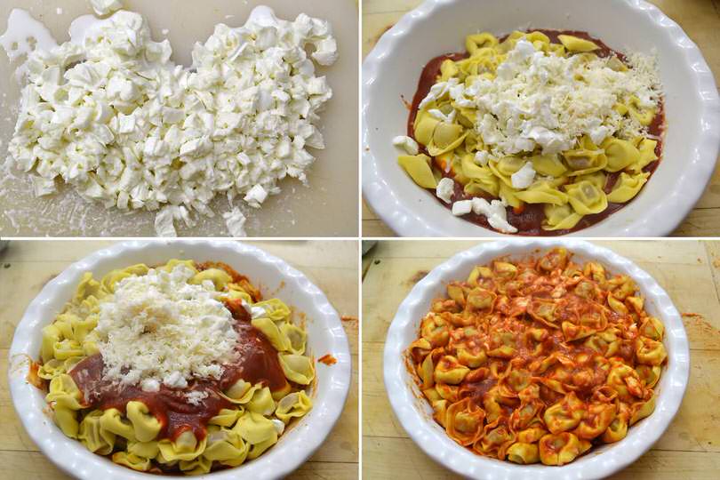 3 aggiungere mozzarella e parmigiano