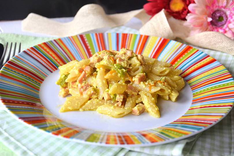 Pasta con fiori di zucca