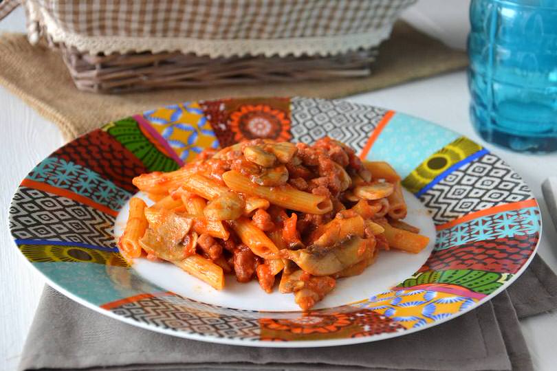 Pasta funghi e pancetta
