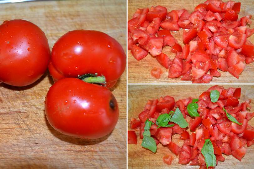 1 pulire e tagliare pomodori