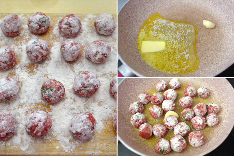 2 infarinare e cuocere polpette