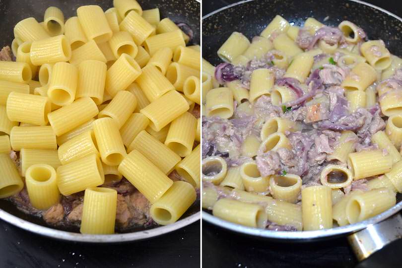 3 aggiungere pasta e mantecare