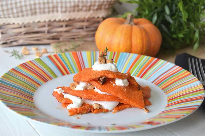 Millefoglie di zucca con burrata