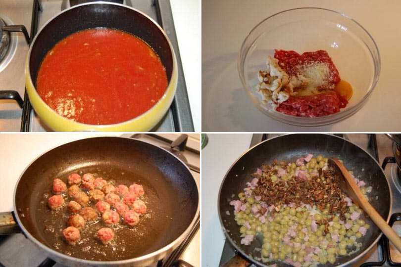 1 preparare sugo e polpette