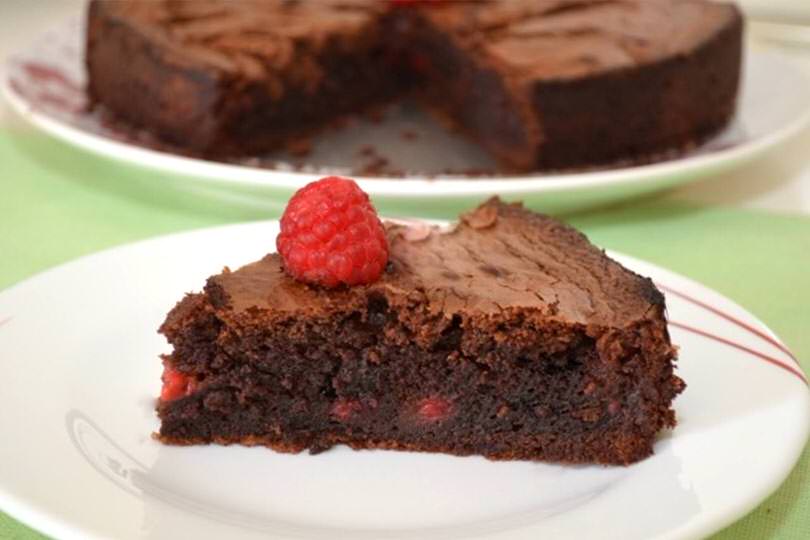 Torta cioccolato e lamponi