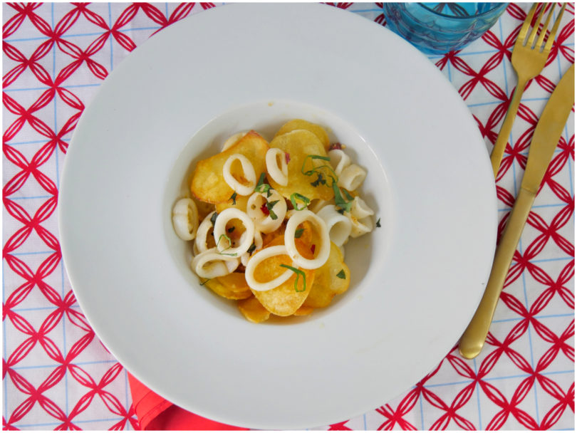 Calamari e chips di patate