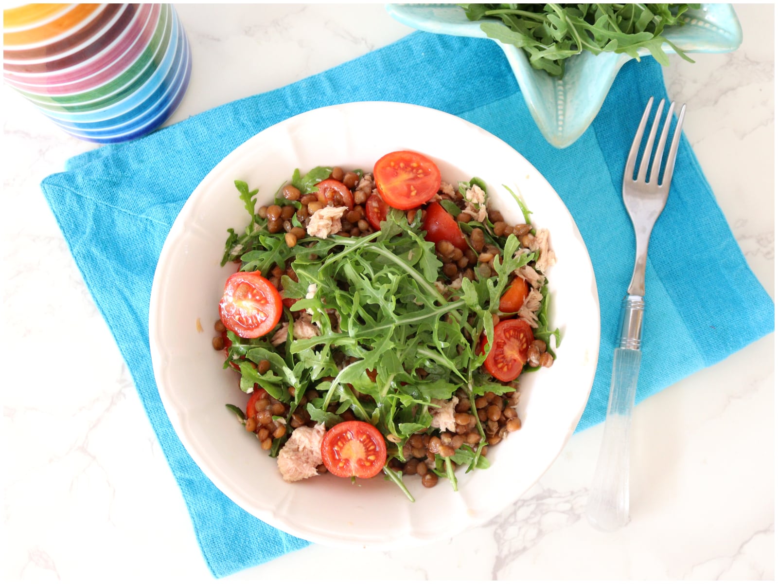 Insalata di lenticchie e tonno